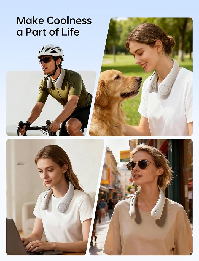 JISULIFE Portable Neck Fan, Hands-Free Bladeless, 5 Speeds, 4000 mAh Battery - Image 8