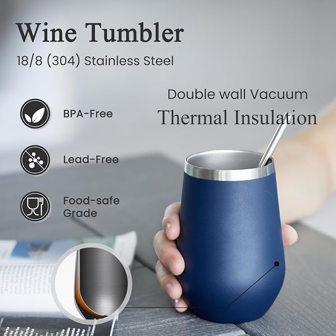MEWAY Durable 12oz Stainless Steel Wine Tumbler - Image 2