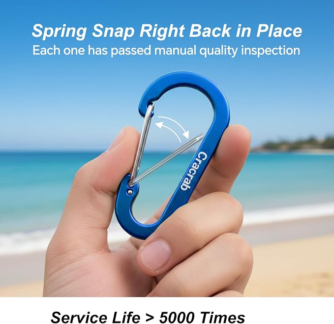 12Pcs Carabiner Clips Assorted Sizes Pack, Includes Small Medium Large - Image 5