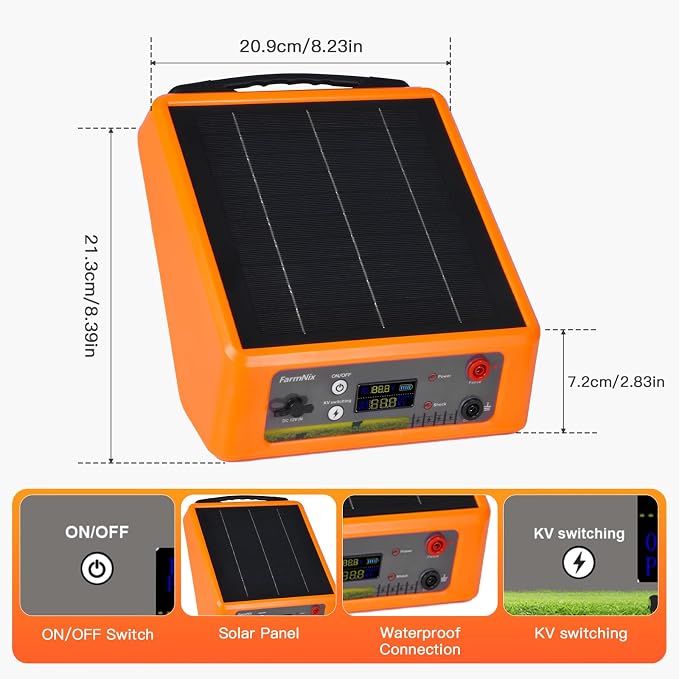 20 Miles Solar Powered Electric Fence, 6-12KV Adjustable Output Solar Charger - Image 6