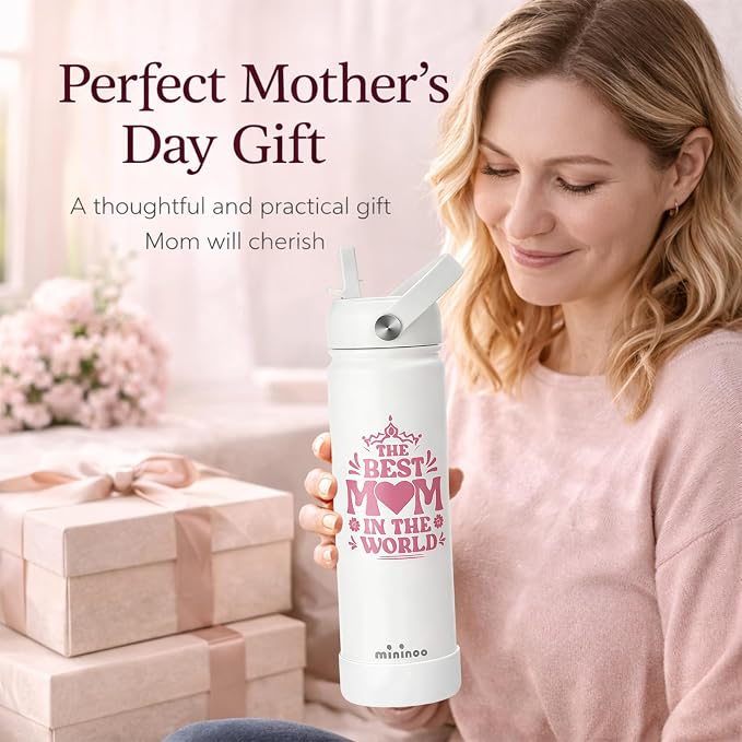 mininoo Mothers Day Gifts for Mom, 24 oz Insulated Stainless Steel Water Bottle - Image 4
