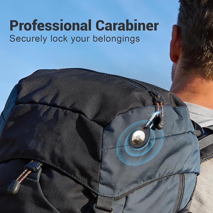 AirTag Holder with 304 Carabiner, 4 Pack IPX8 Waterproof Shockproof PC Hard Case - Image 6