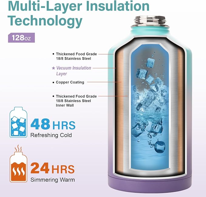 DYSANKY 1 Gallon Water Bottle Insulated | Thickened Stainless Steel Vacuum - Image 3