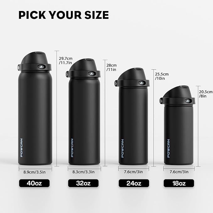 POWCAN 18 oz Insulated Water Bottle: 2-in-1 Push-Button Spout & Quick-Flip Straw - Image 8