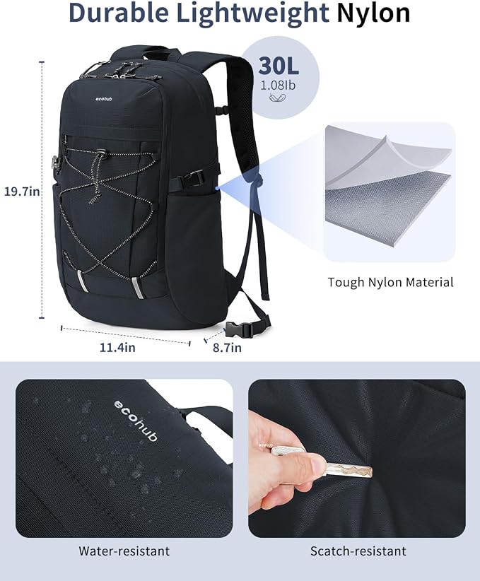 ECOHUB Hiking Backpack 30L Travel Backpack Lightweight Casual Daypack Water - Image 5