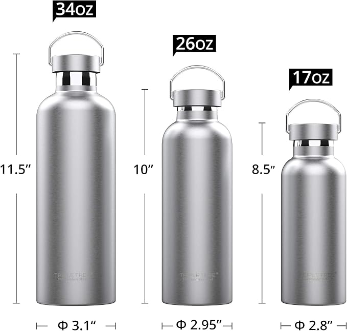 Triple Tree 26OZ Vacuum Insulated Stainless Steel Water Bottle, Double Wall - Image 2