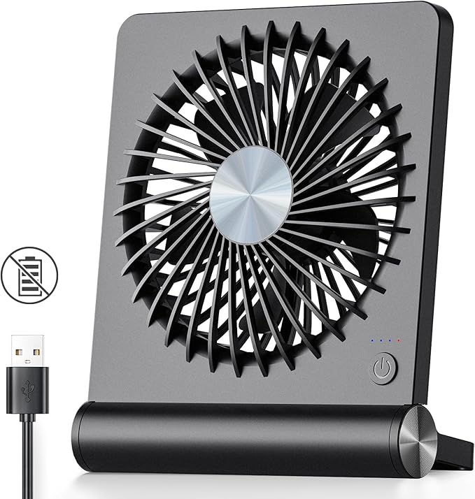 Koonie USB Fan, Strong Wind Ultra Quiet Small Desk Fan 220° Tilt Folding 3 by Koonie