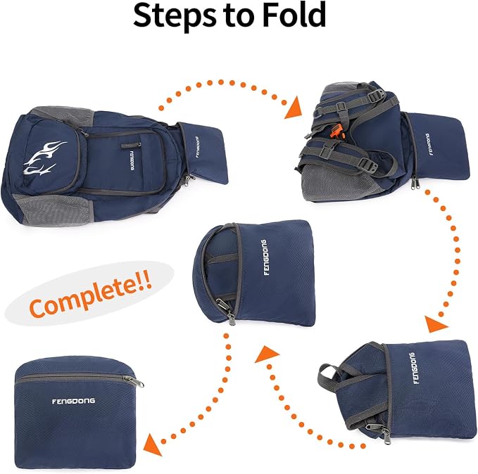 FENGDONG 35L Lightweight Foldable Waterproof Packable Travel Small Hiking - Image 3