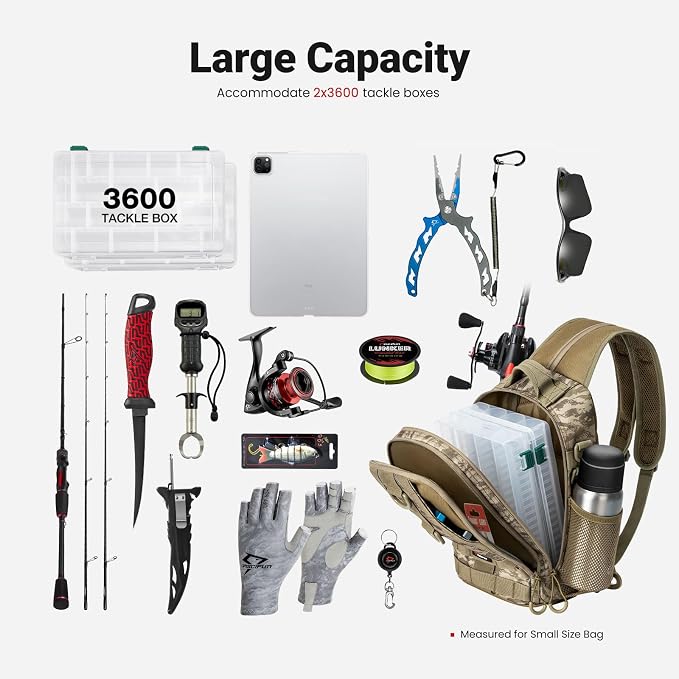 Piscifun Fishing Backpack with Rod Holder, Lightweight Sling Bag Storge Gear - Image 6