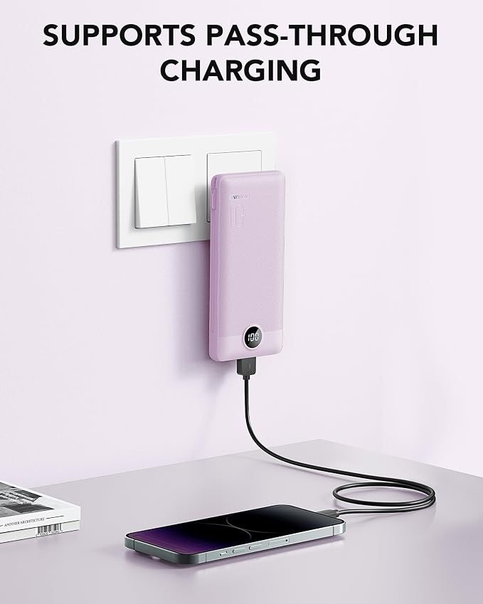 VRURC Portable Charger Built-in Cables and AC Wall Plug, USB C Power Bank - Image 2