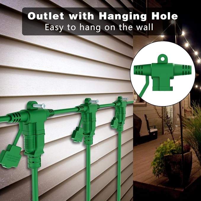 K KASONIC - Outdoor Extension Cord 25 FT, Evenly Spaced 3 Outlets Plugs - Image 6