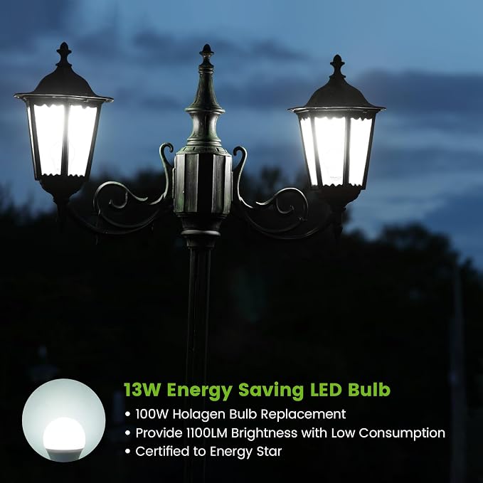 OHLUX Dusk to Dawn Outdoor Light Bulb, 13W 60W Equivalent Energy Saving A19 E26 - Image 3