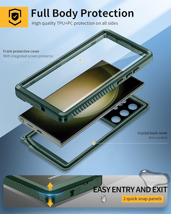 Lanhiem for Samsung Galaxy S23 Ultra Case, IP68 Waterproof Dustproof Case - Image 3