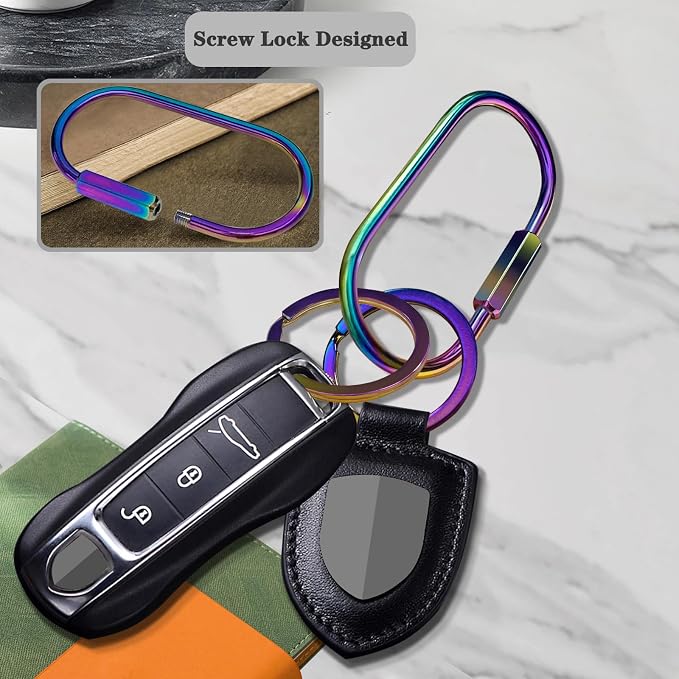 Key Chain, Brass Key Rings 2 Pack Screw Lock Key Organizer - Image 3