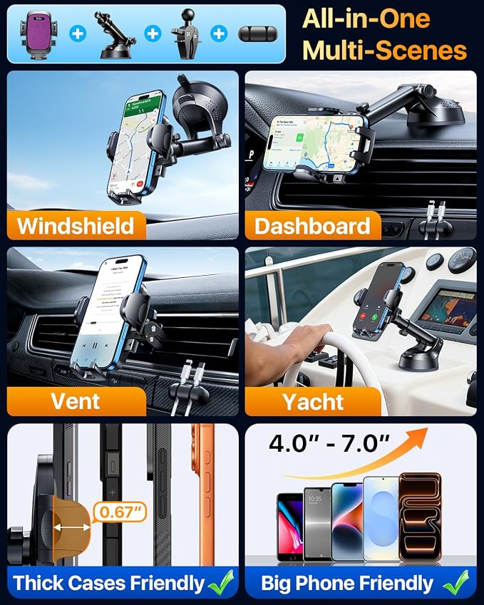 YRU Car Phone Holder Mount Dashboard Cell Phone Holder - Image 8