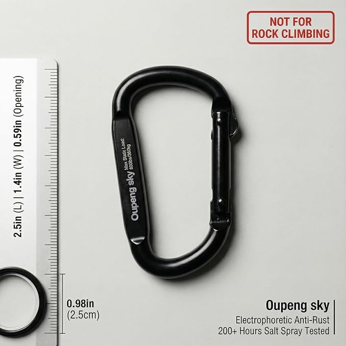 Carabiner Clip - Heavy Duty Carabiners 800lbs-13KN Carabeaner D Ring Shape - Image 2