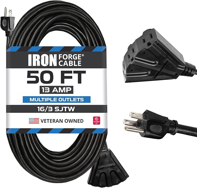 Iron Forge Cable 50 Ft Black Extension Cord by IronForgeCable