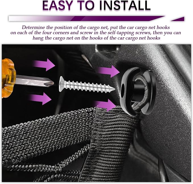 Aokdom 4PCS Car Cargo Net Hooks, Upgraded Cargo Net - Image 4