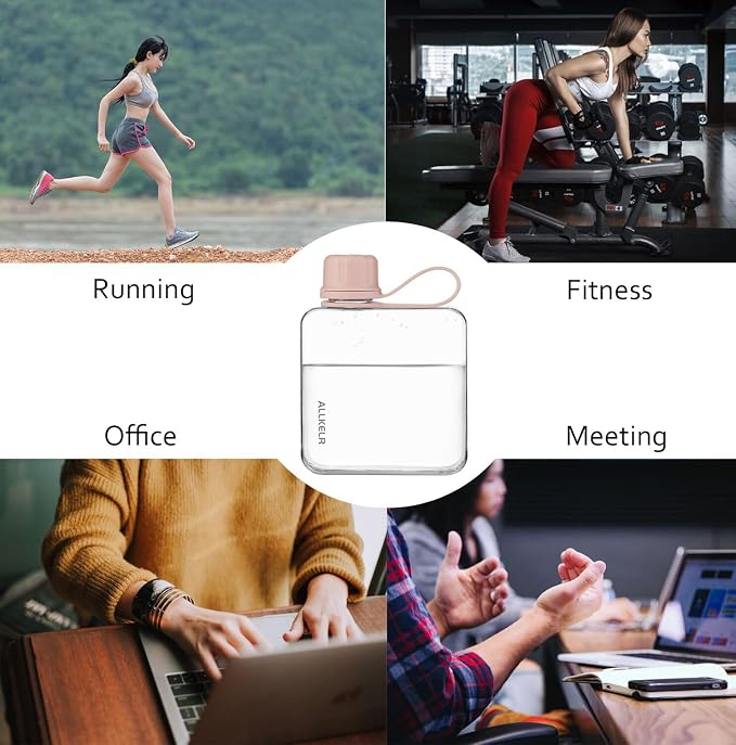 Portable Flat Water Bottle, BPA Free Reusable Tritan Plastic Travel Water - Image 5