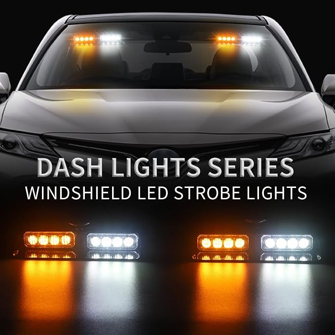XRIDONSEN 2 in 1 Emergency Dash Strobe Lights Interior Windshield Lights Amber - Image 2