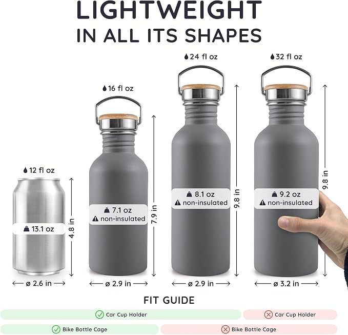 Bambaw Stainless Steel Water Bottle, 750 ml, Non-Insulated Metal Water Bottle - Image 5