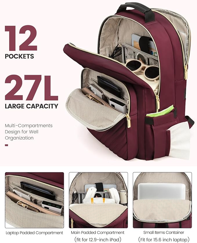 LOVEVOOK Laptop Backpack Purse for Women, Work Business Travel Computer Bags - Image 2