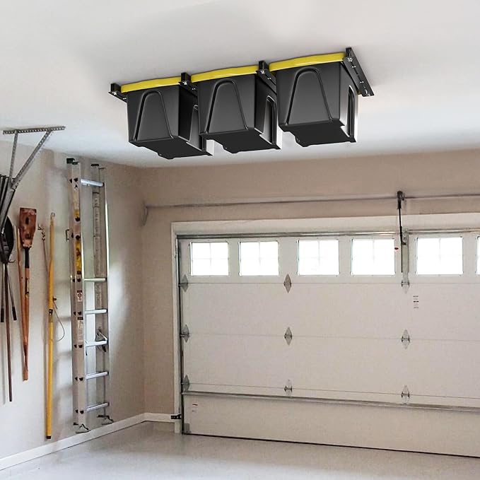 TORACK Garage Ceiling Bin Storage Rack, Overhead Tote Storage Rail System Heavy - Image 2