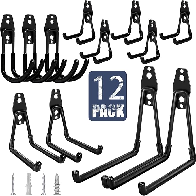 KOFANI Garage Hooks Heavy Duty, 12 Pack Anti-Slip Coating Garage Wall Storage by KOFANI-USDirect