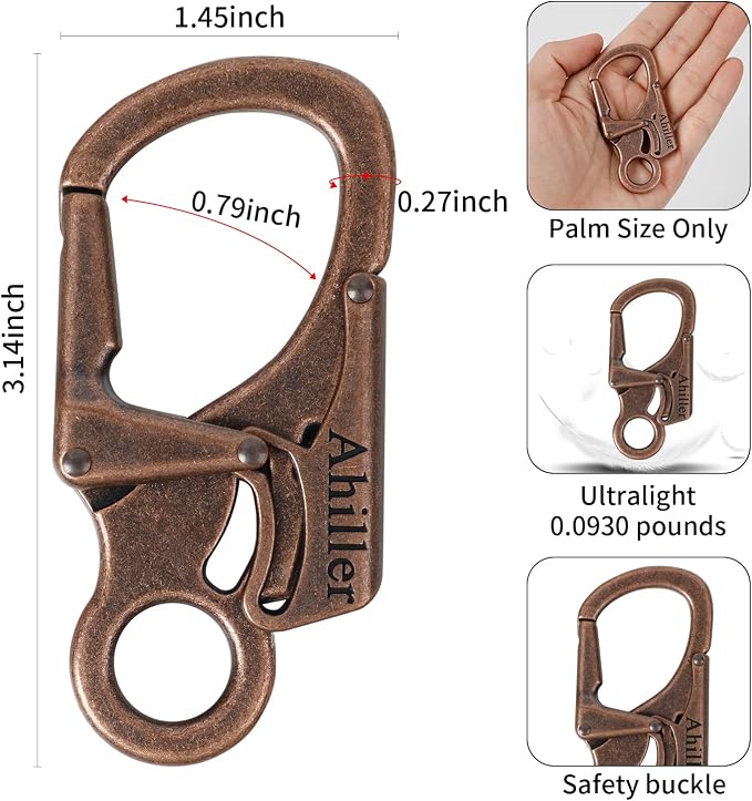 Ahiller Carabiner Clip, Double Anti-Misopening Locking Design, Key Ring Clip - Image 2