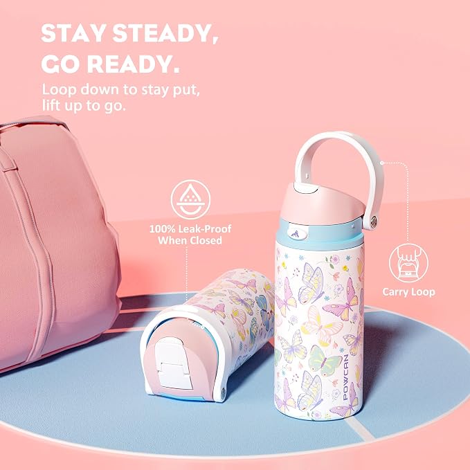 POWCAN 18 oz Insulated Water Bottle: 2-in-1 Push-Button Spout & Quick-Flip - Image 4