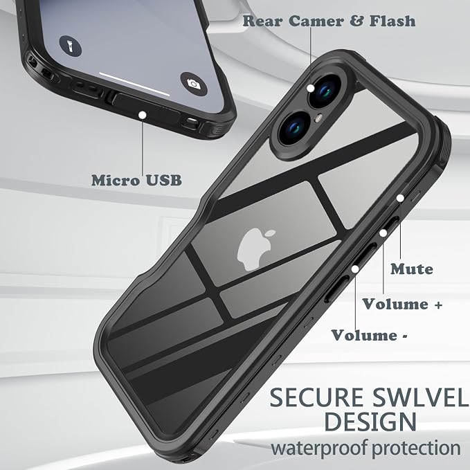 for iPhone 16 Case Waterproof, Full-Body Hard Case Built-in - Image 6