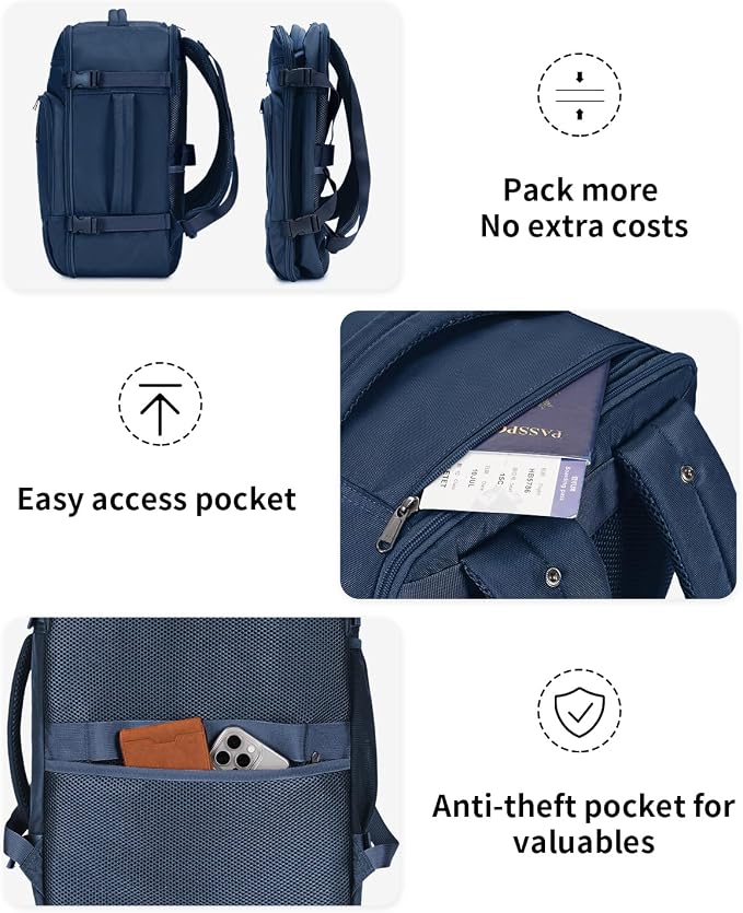 ECOHUB Travel Backpack for Men, Laptop Carry on Backpack - Image 8
