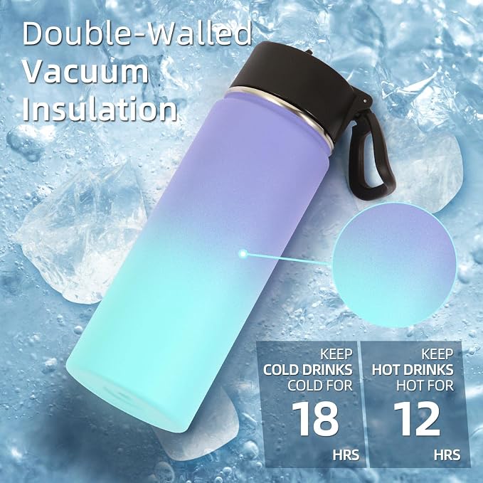 Volhoply 18oz Insulated Water Bottle Bulk 4 Pack, Kids Stainless Steel Water - Image 2