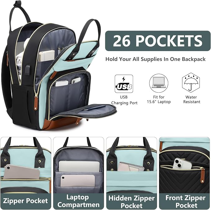 Laptop Backpack for Women Work Bookbag: 15.6 Inch College Backpacks - Image 2