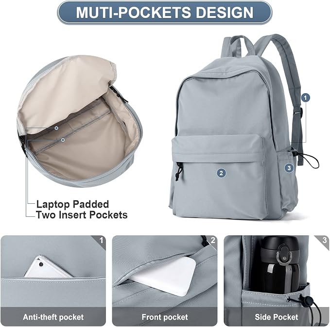 PAUBACK Blue School Backpack for Girls Water Resistant High School Book Bag - Image 4