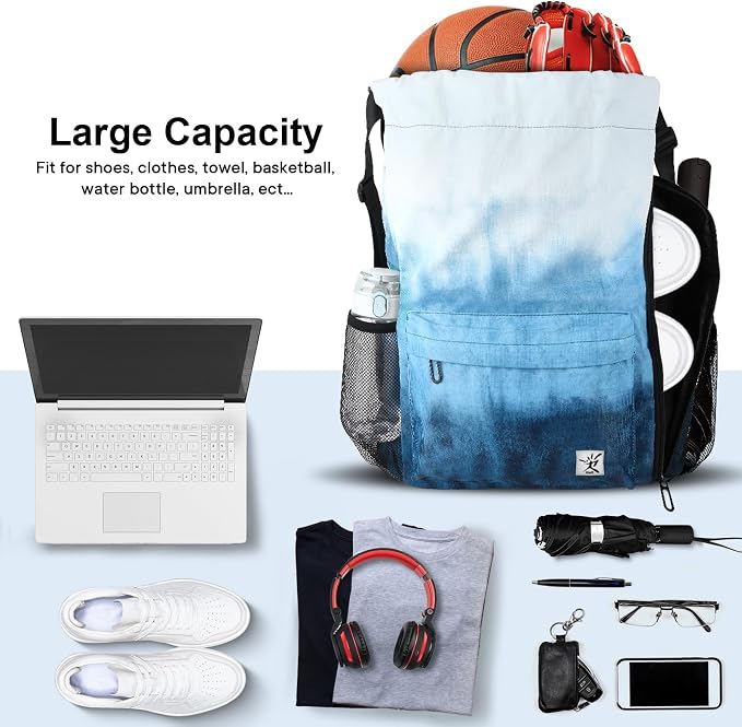 Drawstring Backpack with Mesh Pockets String Gym Bag Sackpack Sandproof Water - Image 2