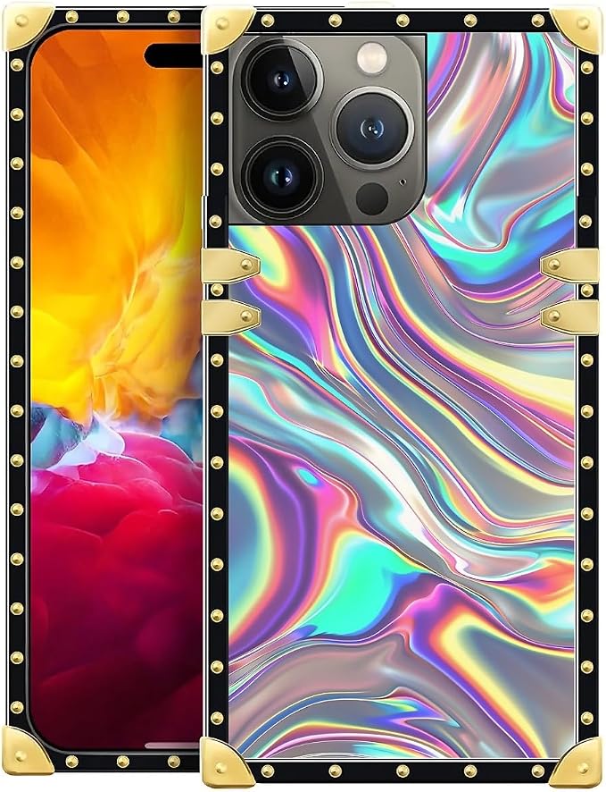 Compatible with iPhone 15 Pro Case, Holographic Abstract Iridescent Textures by Unknown