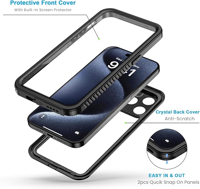 Lanhiem Magnetic for iPhone 15 Pro Case, Waterproof Dustproof Cover, Full Body - Image 3