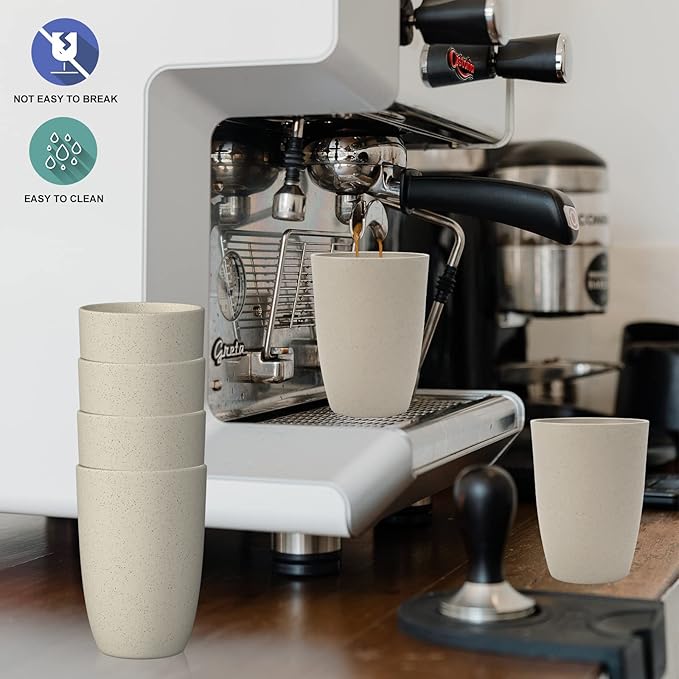 Wrova Wheat Straw Cups 6 PCS Good Alternative to Plastic Reusable Cups 12 oz - Image 5