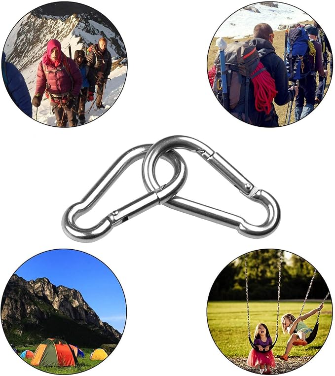 30 Pack 2 Inch Small Carabiner Clip Heavy Duty Spring Snap Hook M5 Stainless - Image 7