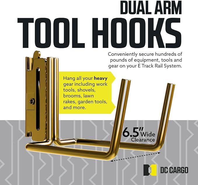 DC Cargo Mall E Track Tool Hooks 6.5” Deep – Heavy Duty Black Powder-Coated - Image 2
