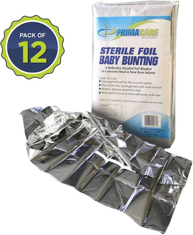 Primacare CB-6835-CS Pack of 12 Sterile Foil Baby Bunting Blankets - Image 2