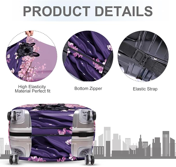 ANNA QUEEN French Bulldog Luggage Cover, Cute Black Dog - Image 4
