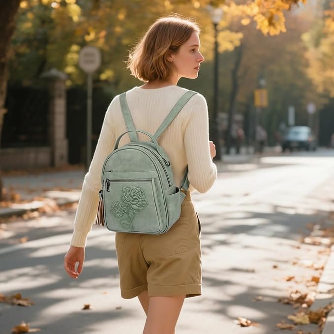 Mini Backpack Purse for Women, Embossed Vegan Leather Small Backpack Fashion - Image 2