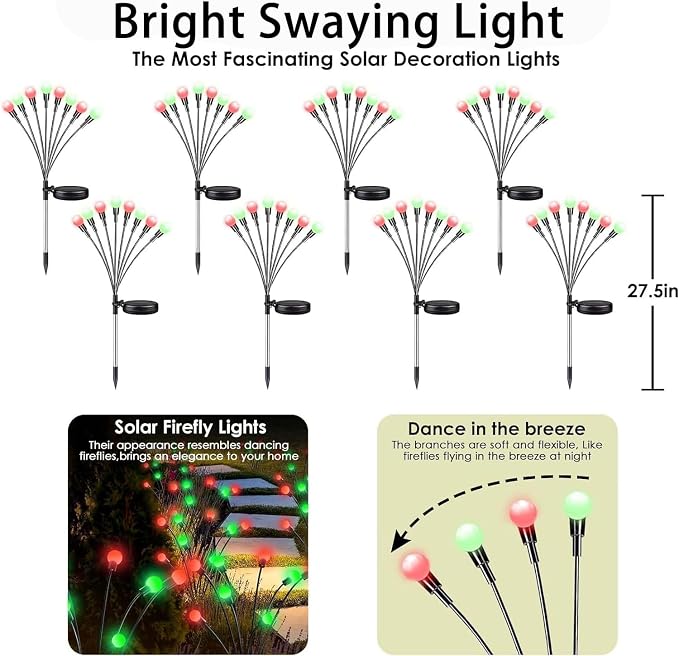 OZS 6Pack Total 48LED Solar Garden Lights Christmas Fairy Outdoor - Image 6