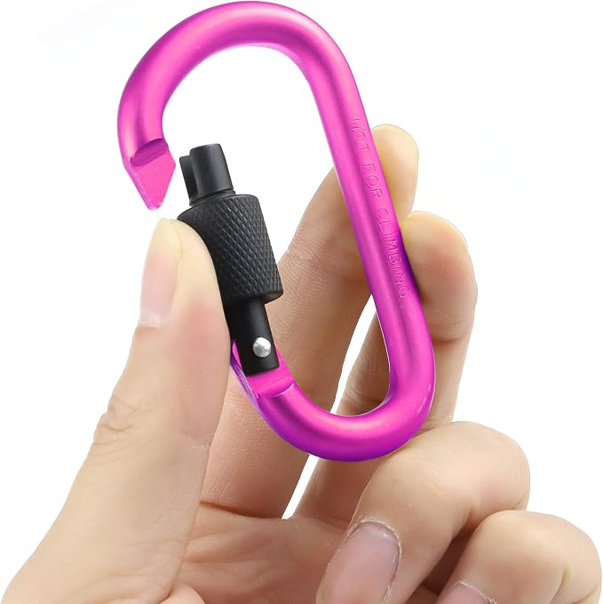 10 Pack Aluminum D Ring Key Rings Hiking Clips Locking Carabiner - Image 8