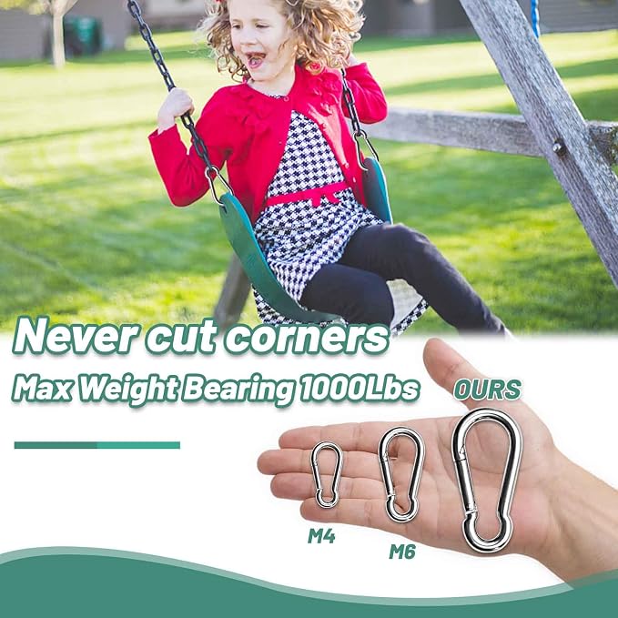 Pixel Panda 3.1&4 Inch Heavy Duty Carabiner Clips Load 1000lbs, 2&4&8Pack Large - Image 3