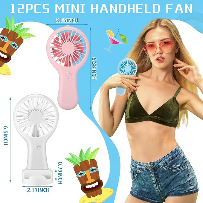 Woanger 12 Pcs Mini Handheld Fan Bulk 3 Speed USB Electric Battery Operated - Image 2