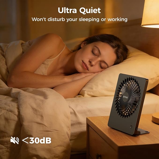 Zuvas Desk Fan Battery Operated Fan Rechargeable 180°Tilt Folding Personal Fan - Image 5