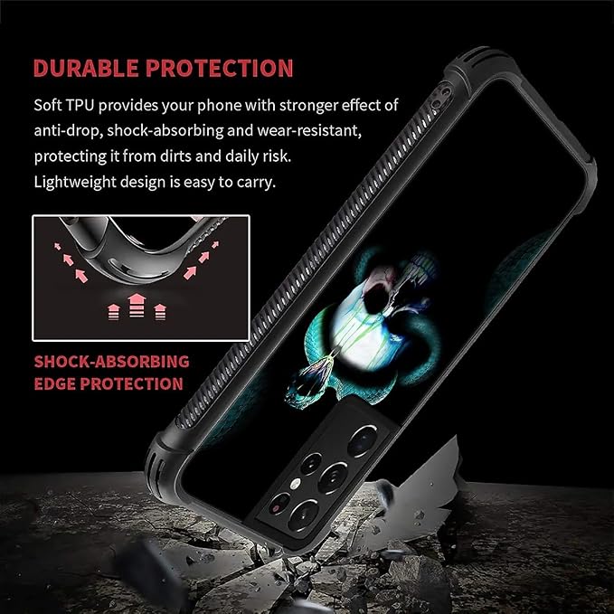 for Samsung Galaxy S21 Ultra Case, Skeleton Winding Snake Pattern Graphic - Image 6